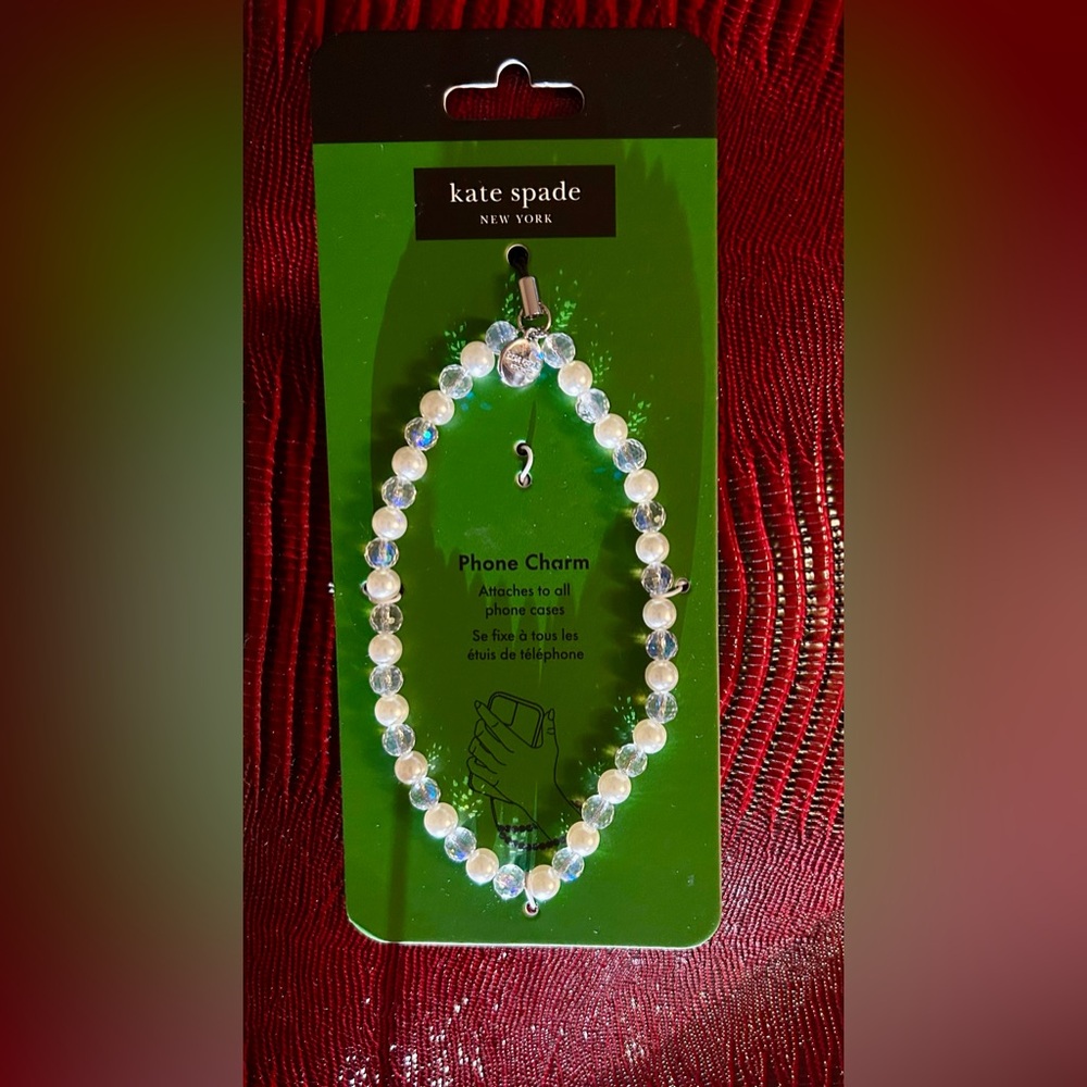 NWT kate spade Clear Iridescent Beaded Phone Charm Bracelet Giftable